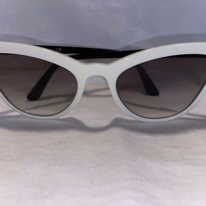 Prada White & Black Cat Eye Sunglasses - image 1